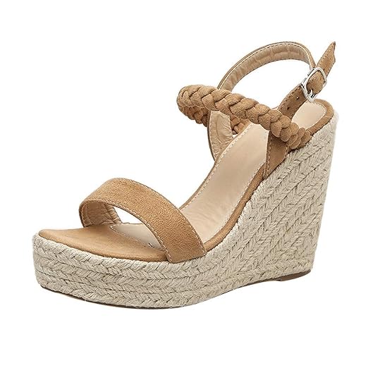 Wedgeschuhe Damen,ABsoar Sandalen Frauen Sexy Keil Sandals Pumps Plattform High Heels Woven Hanf Schleife Schuhe Party Schuhe