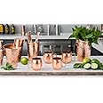PARIJAT HANDICRAFT 2 Oz. Solid Copper Mini Moscow Mule Shot Mug, Set of 4 Authentic 100% Solid Copper Hammered Moscow Mule Mug 2-Oz Shot Glass - Set of 4