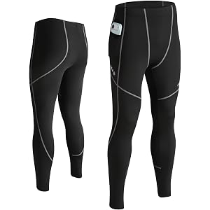 INBIKE Men's Compression Leggings Running Tights with Pockets Workout Pants for Men Reflective for Athletic Cycling