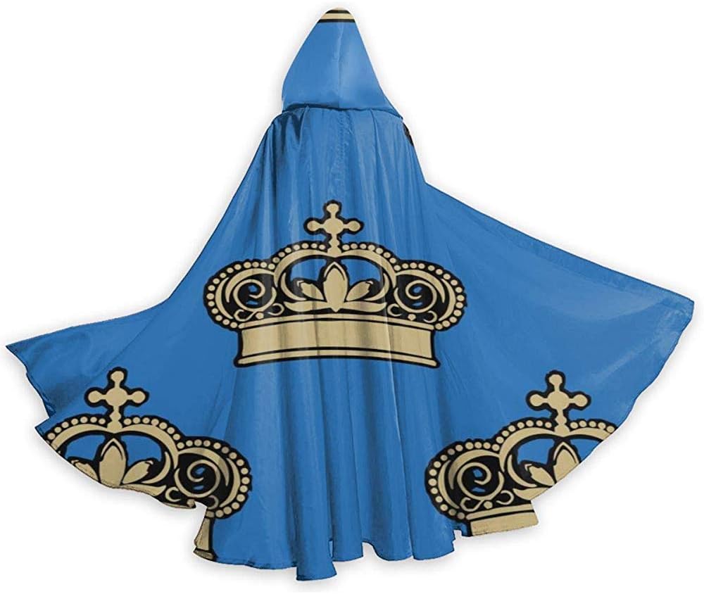 KDU Fashion Witch Cloak,Royal Crowns Hooded Cape Cloak Premium Witch Capes For Christmas Holiday Cosplay 40x150cm