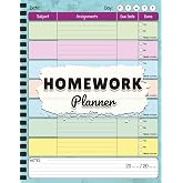 Homework Planner for Students: Colorful Daily Assignment Book with Subject, Homework, Due Date, Completion Tracker &amp; Notes | 8.5 x 11 Inches, 100 Pages