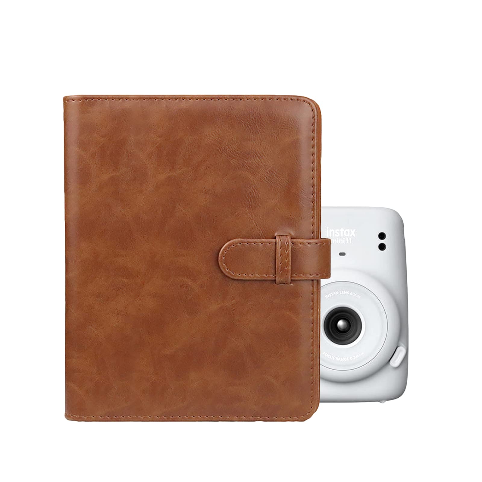 Rieibi 128 Pockets Instax Mini Photo Album, Wallet PU Leather Photo Album for Fujifilm Instax Mini Evo/11/8/9/7s/25/70/90 Instant Camera, Shine Colorful Photo Album for Polaroid Brown