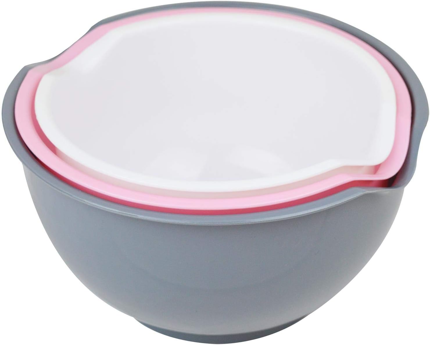 3 Piece Mixing Bowl Set Non-Slip Baking Cooking Food Preparation 3 Sizes Pack Pink Grey White, Pink, Grey, White, Medium, Small, Large - Image 5