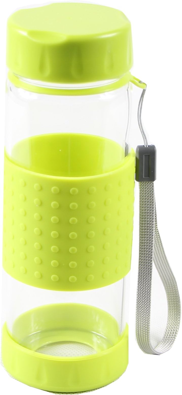 Outdoor Children Sports Glass Water Bottle Cup 10 oz 300ml With Hand Strap Green