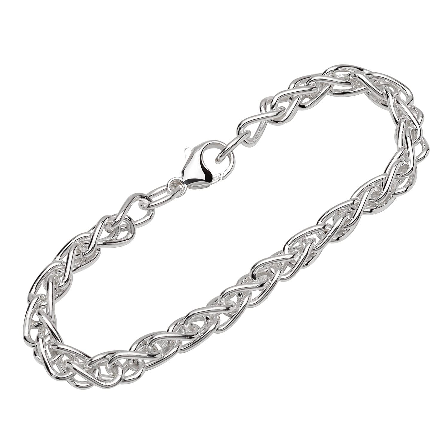 NKlaus bracelet 925 Sterling Silver 22cm pigtail chain round men designer bracelet chain 12126