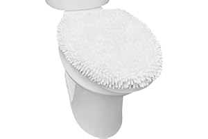 TOWN & COUNTRY BASICS Spa Step Noodle Solid Bathroom Toilet Lid Cover, Plush, Soft and Absorbent, Machine Washable, White, 18.5"x19.6"