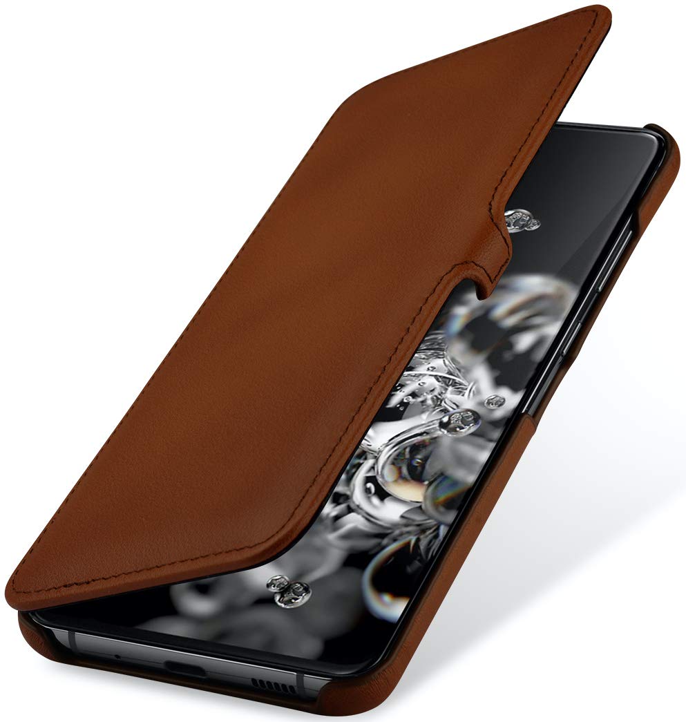 StilGut Book Type Flip Case for Galaxy S20 Ultra, Genuine Leather Galaxy S20 Ultra Case with Closure, Antique Brown