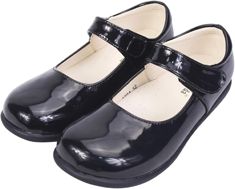Amazon Afromarket フォーマルシューズ 女の子 キッズ ガールズ シューズ フォーマル 黒 入学式 結婚式 発表会 ローファー マジックテープ 軽量 2e キッズ ベビー