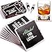 Prego Premium Drink Coaster Collection - Funny & Witty Novelty Bar Coasters - 4” Large Size Square Waterproof & Washable Table Protectors - Set of 8-2 Stainless Steel Wine Battle Stoppers Included