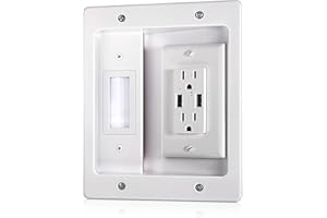 in Wall Cable Management Kit with Dual AC Outlets & Dual USB-A Ports - Recessed TV Power Kit for Wall Mounted TV, Hide Cords 