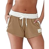 YIPINK Comfy Sweat Shorts for Women Cotton Fold-Over Waistband Contrast Taping Lounge Casual Athletic Workout Shorts