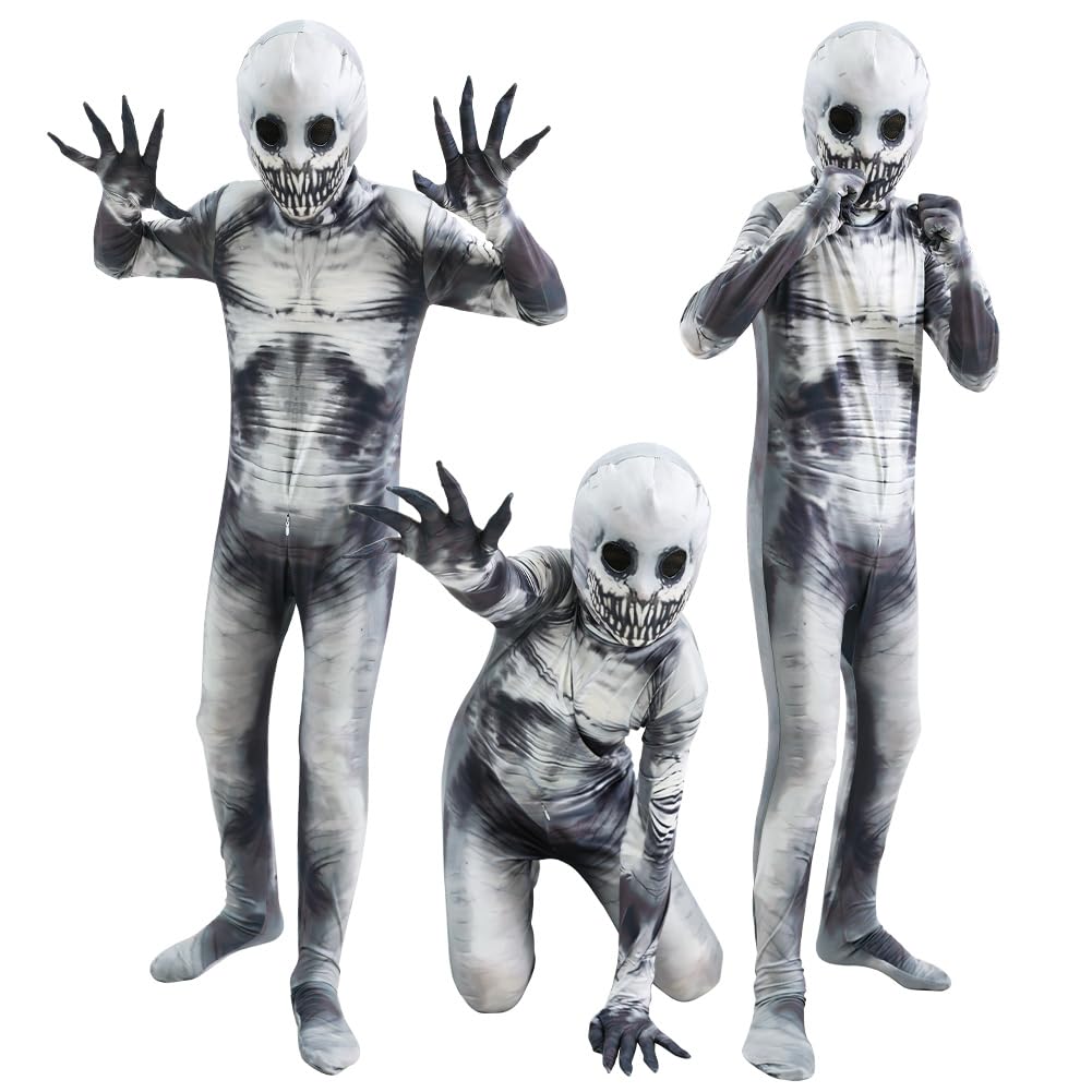 AUYAO Skeleton Costume for Child, Halloween Skeleton Outfits Set for Kids, Child Skull Skeleton Costume for Dress Up Party, Child Skeleton Cosplay Jump Suit for Party Halloween Carnival