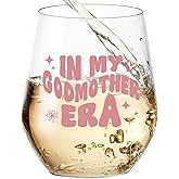 Wine Glass for Godmothers | In My Godmother Era | Best, Cool, Happy Appreciation Gift for Godmother, Proposal Gift, Thank You, Birthday, Mother's Day Ideas, Made in USA Stemless Wine Glass, 15 Oz