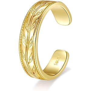 RESECFUL Toe Rings Adjustable 14K Gold Filled Toe Rings for Women Non Tarnish Waterphoof Summer Beach Toe Ring