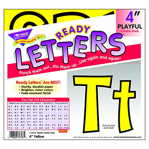 Trend T79743 Ready Letters Playful Combo Set, Yellow, 4"h, 216/Set (TEPT79743)
