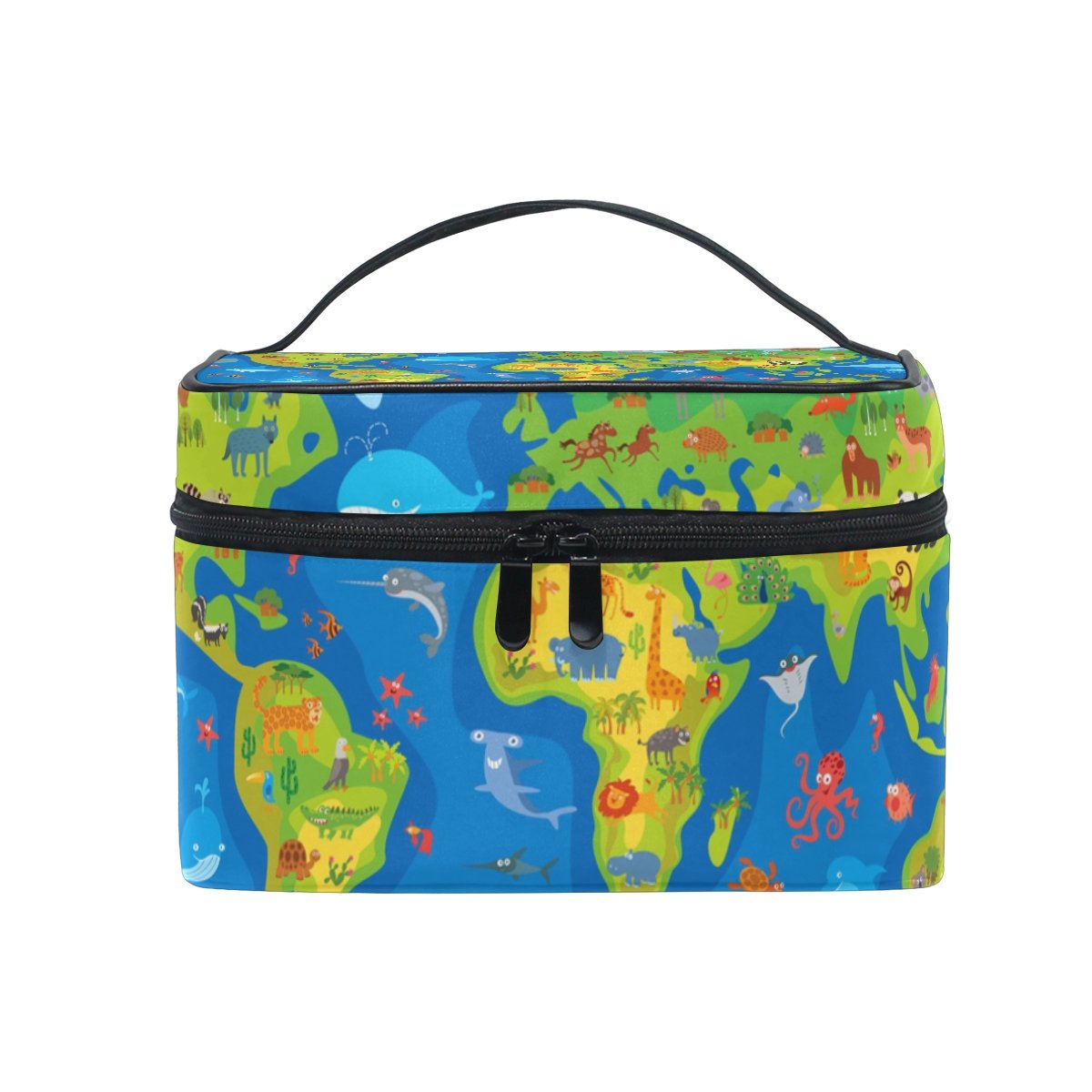IMOBABY Kid World Map Travel Makeup Bag Organizer Train Case for Women Cosmetic Bags Multi82