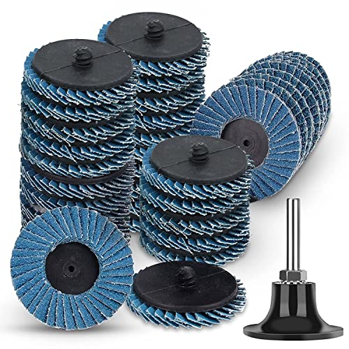 30 PCS 2 Inch Flap Disc Set with 1/4 Shank Disc Holder, SUNJOYCO 60/80
