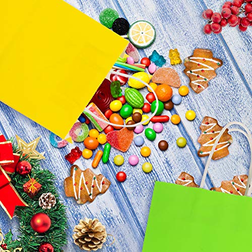 LovesTown Colorful Gift Bags, 18 PCS Colored Paper Bags Rainbow Party Favor Bags Kraft Candy Bags with Handle for Birthday Wedding and Party Celebrations