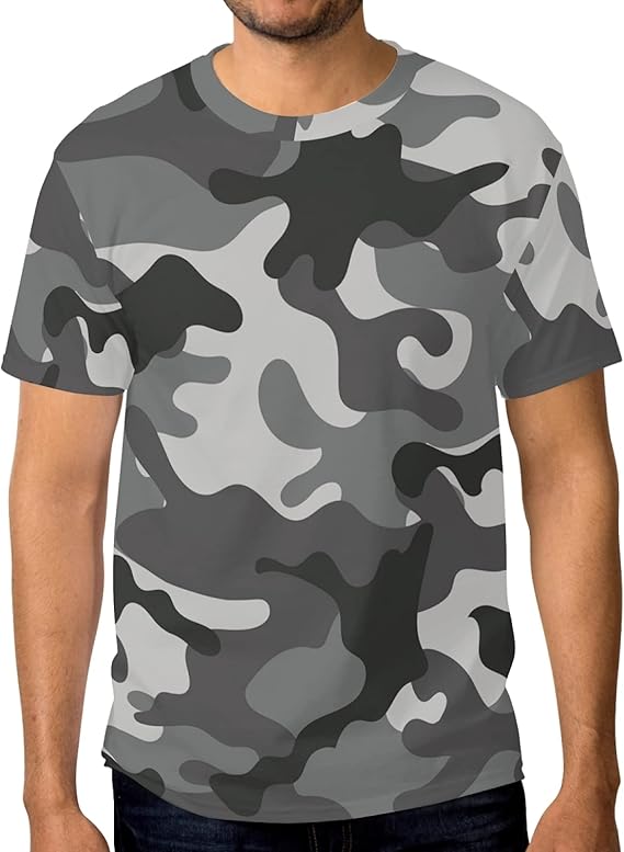 Amazon Tシャツ メンズ 半袖 おしゃれ 男の子 人気 通気性 カモフラージュ 迷彩 速乾 高校生 大学生 灰色 グレー Tシャツ カットソー 通販