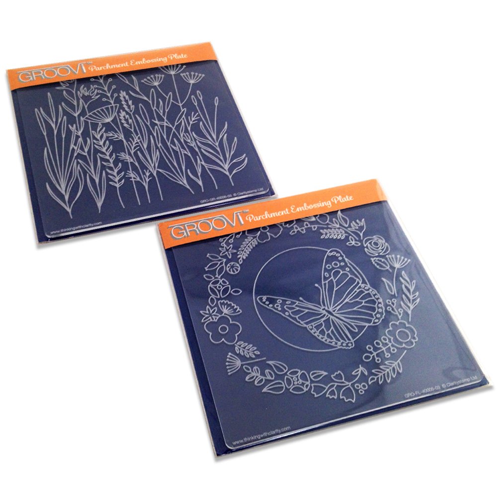 Butterfly Wreath & Meadow Grasses Groovi Plates (Set of 2)