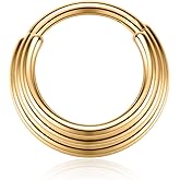 PEAKLINK Triple Stacked Septum Jewelry Surgical Steel Daith Earring Hinged Segment Nose Hoop Ring for Tragus Rook Conch Cartilage Helix Piercing