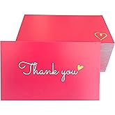 RXBC2011 100 Little Thank You Cards Gold Heart Design Bulk Thank you Notes for All Occasions 3.5 x 2 Inch Rose pink