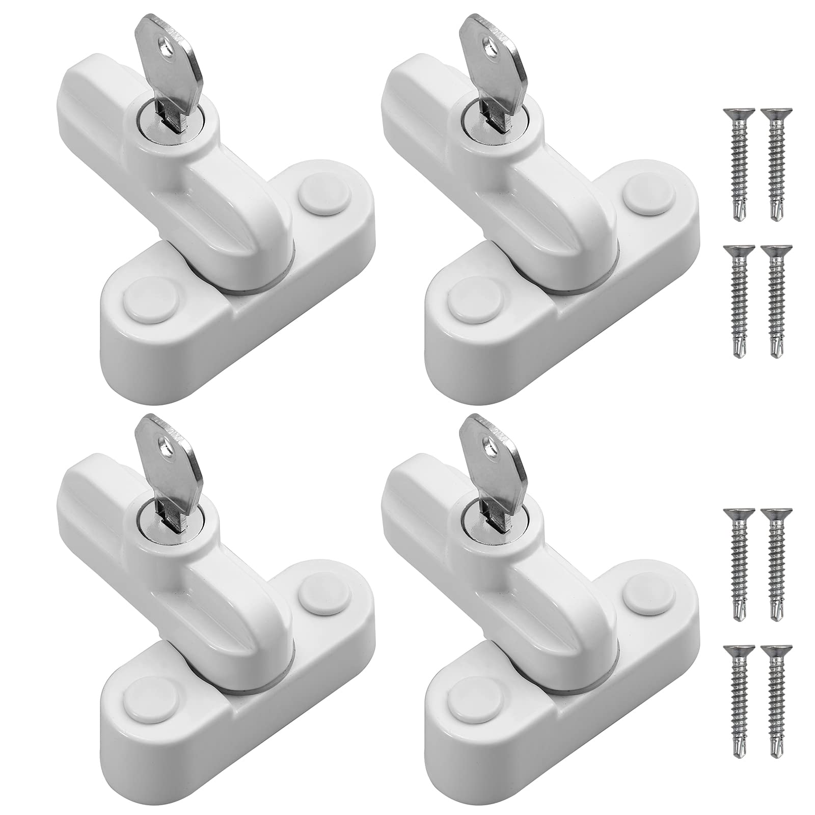 Kamtop Sash Jammers with Keys - 4 PCS Sash Window Locks, Zinc Alloy Window Locks for UPVC Doors and Windows