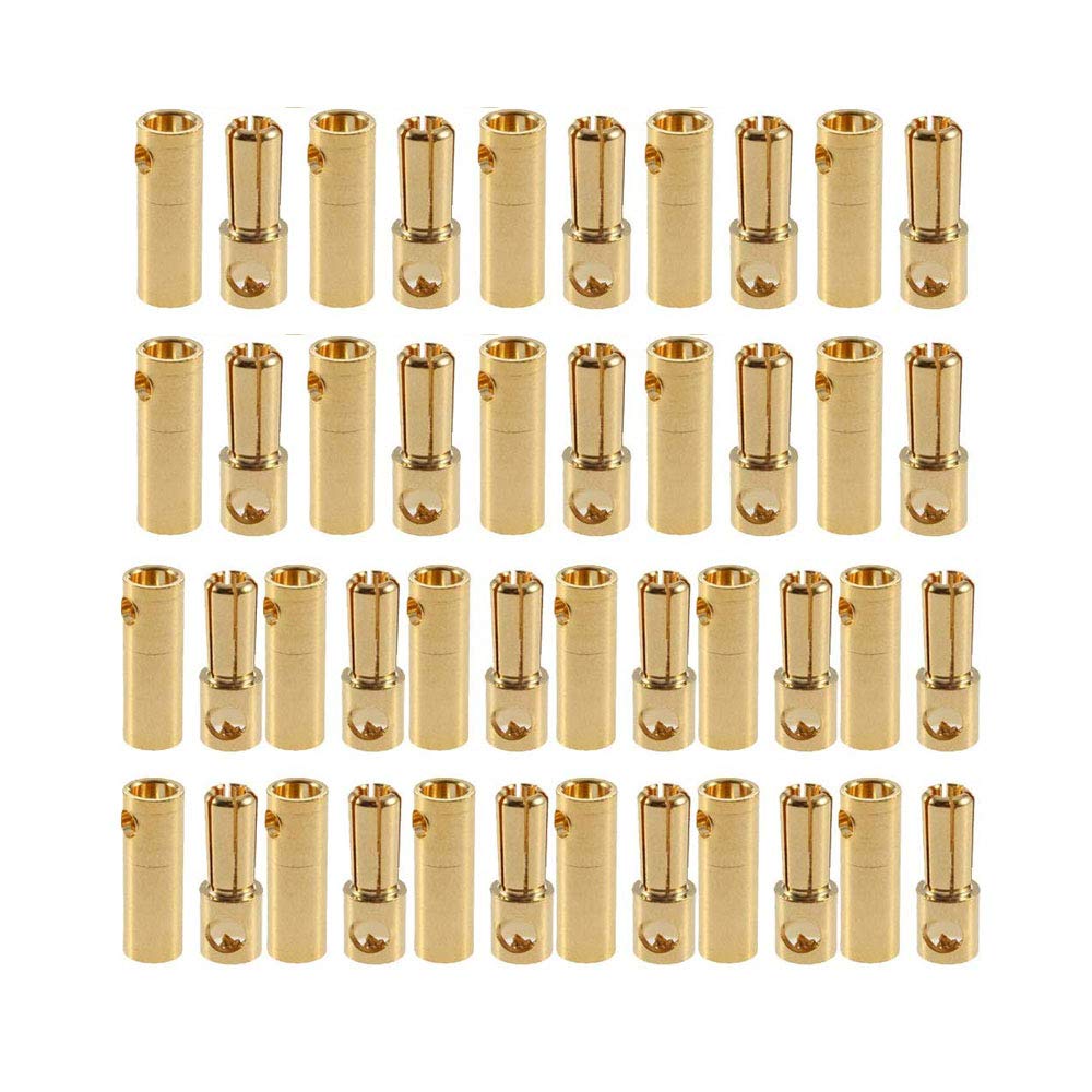 FLY RC 20 Pairs Gold-Plated 5.5mm Banana Plug Bullet Male Female Connector Adapter for ESC Motor Brushled/Brushless RC Lipo