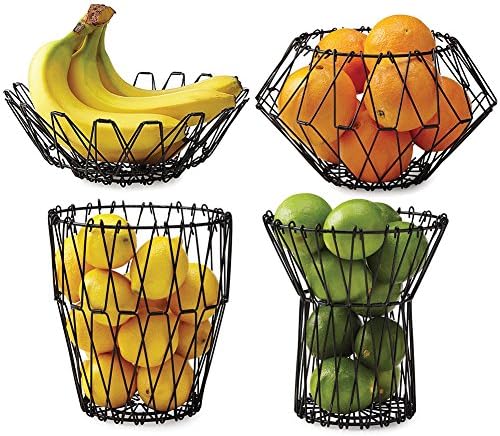 Versatile Folding Stainless-Steel Wire Basket - Holds Fruits, Toiletries Etc