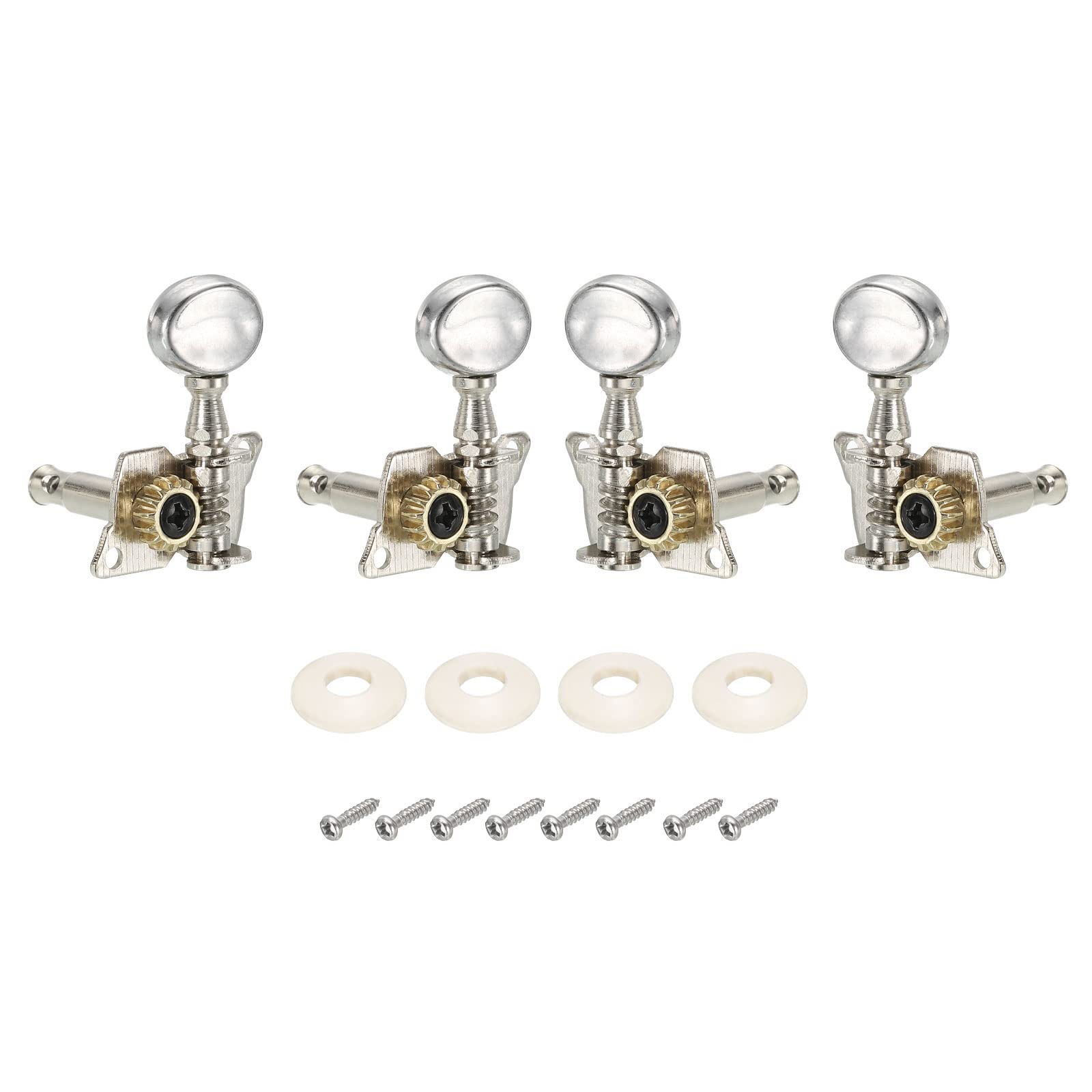 PATIKIL Classical Guitar String Tuning Pegs Chrome Plated Machine Heads Tuning Keys Tuners Single Hole 2L 2R, Silver Tone, Pack of 4