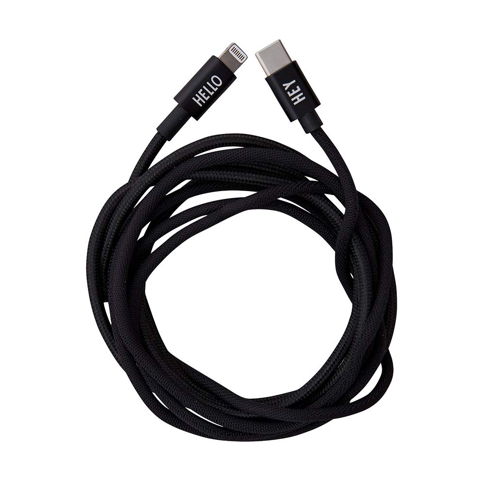 Design Letters USB-C to lightning cable, compatible for Macbook Laptop and iPad Pro Charger from 2016+, 1.85 M. (Black)