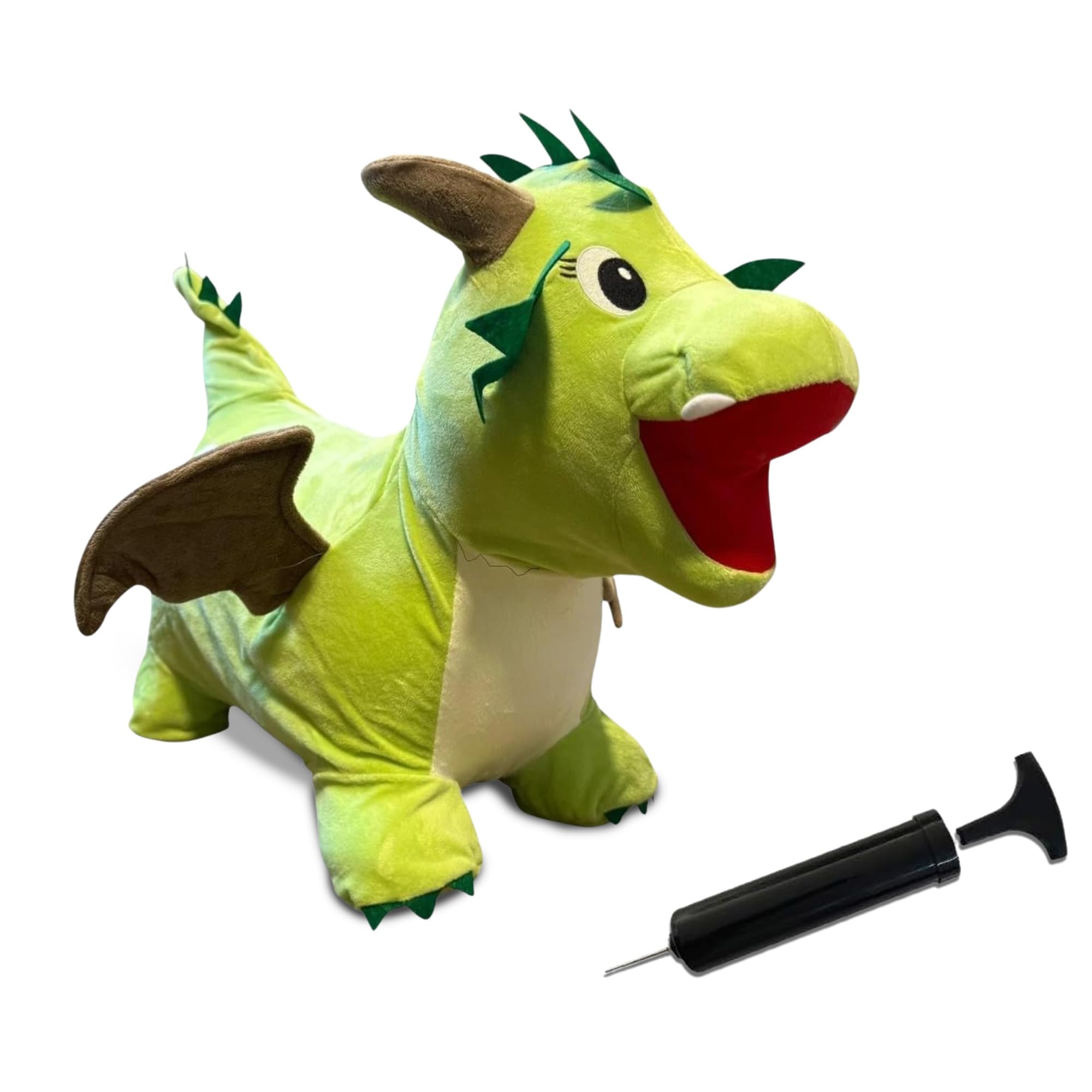 Bouncy Pals Hopper Toys – Plush Ride-On Inflatable Animals with Pump, Soft & Stable Bouncy Friends for Kids Age 2–5 – Dragon, Unicorn, Cow & Lion – Indoor & Outdoor Active Play Gifts - Dragon — image 1