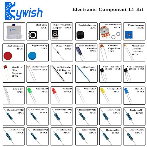 Keywish CP-L1 Electronic Component Starter Kit With Resistor,Transistor,RGB,Capacitor,LED,Buzzer,Switch,Potentiometer For Arduino UNO Nano,MEGA2560,Raspberry Pi,STEM,Micro:bit - Thumbnail 5