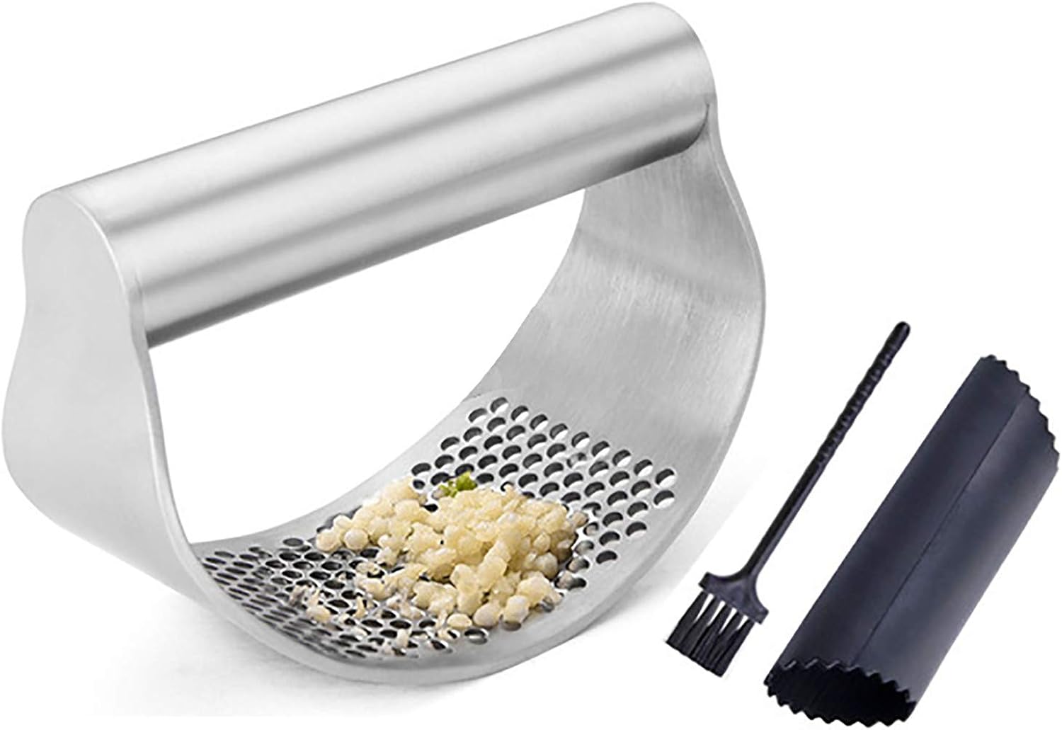 RANJIMA Knoblauchpresse Edelstahl - Spülmaschinenfest Mit Reinigungsbürste