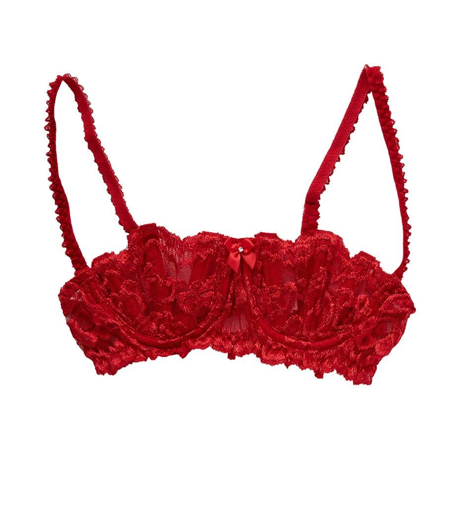Shirley of Hollywood Number 324 Size 36 Red Chopper Lace Shelf Bra