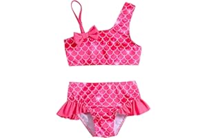 WoHaHa Toddler Baby Girls Two Piece Bikini Swimsuit Set Bathing Suit Floral Print Tankini Top Swim Shorts Bikini Set Swimwear