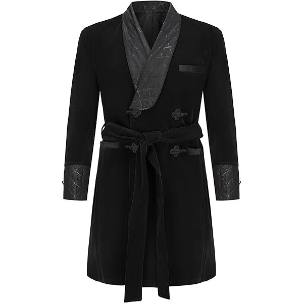 Ascentix Men's Velour Smoking Jacket with Satin Lining, Small