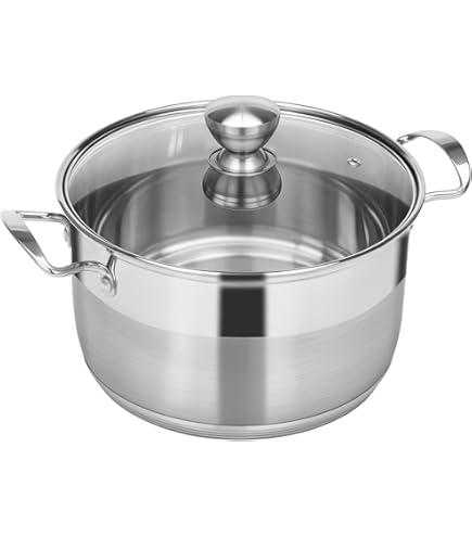 Pro-Kitchen Marmite De 28 Litres En Acier Inoxydable Avec Couvercle En Acier Inoxydable, Casserole à Soupe Résistante à Induction, Casserole De Cuisine Saine Avec Poignée, Casserole De Qualité