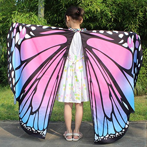 Monarch Butterfly Wings,Kemilove Prop Soft Fabric Butterfly Wings Shawl Fairy Ladies Nymph Pixie Costume Accessory (Kid,136108CM, Pink) - Thumbnail 2