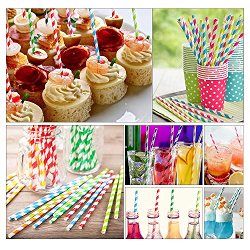 Papier-Trinkhalme, biologisch abbaubar, flexibel, gestreift, für Säfte, Shakes, Smoothies, Einweg-Strohhalme für… – Bild 6