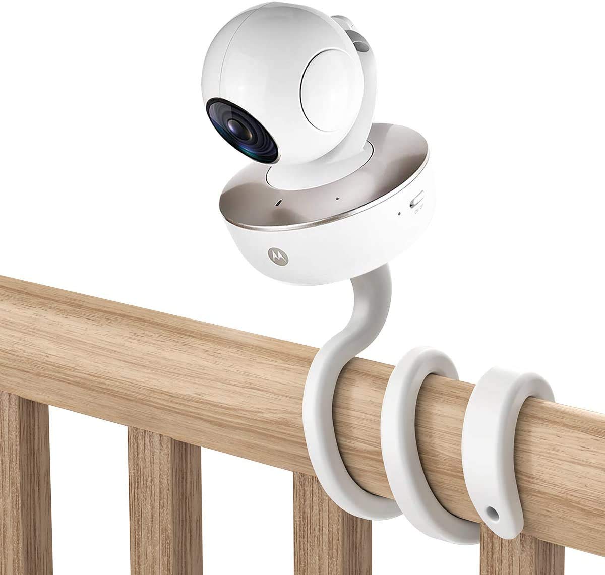 HOLACA Universal Mount Compatible with Arlo/GHB/HelloBaby/ieGeek/Momcozy/Motorola & More Baby Monitors (1/4 Inch Thread). Assembly Tool-Free & Residue-Free, White Flexible Holder