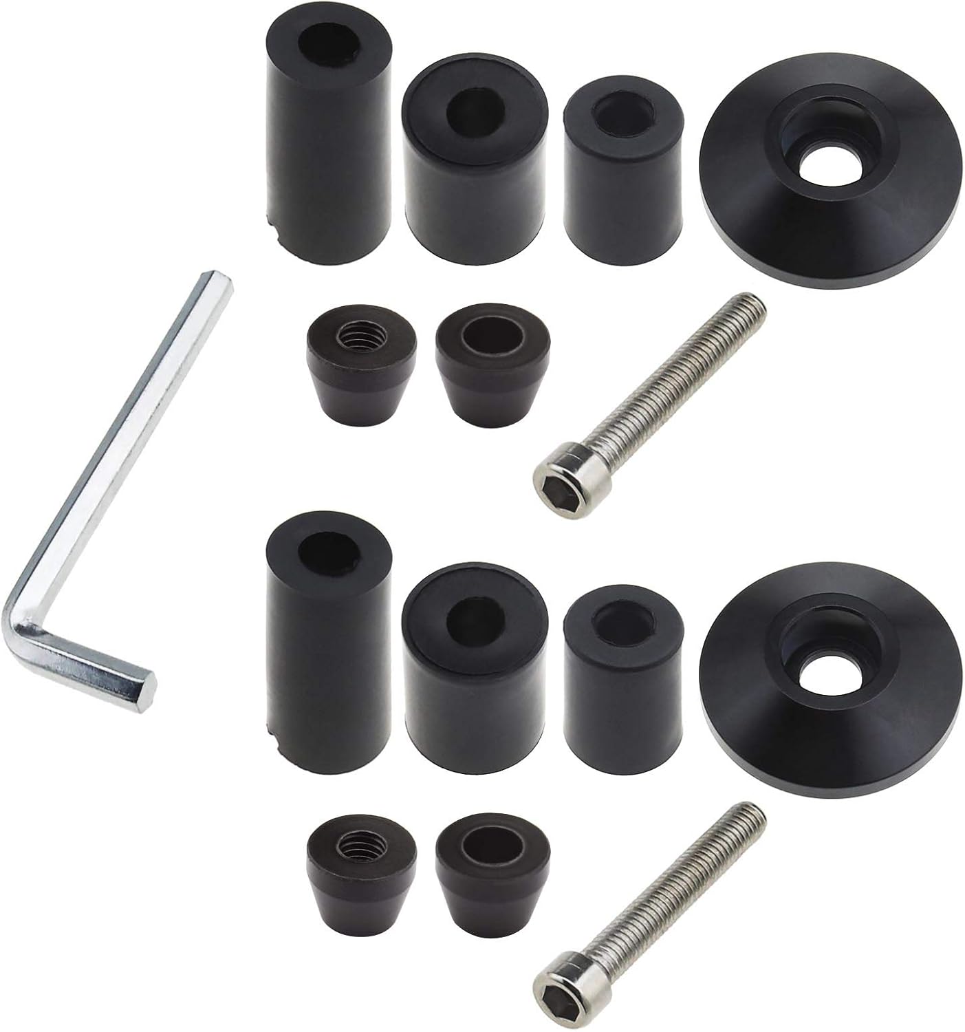 OTOTEC Pair of 22mm Motorcycle Handlebar End Plug Covers Kit with Bolts Expansion Tubes Hex Wrench Black Universal For 7/8Inch Bars Motorbike