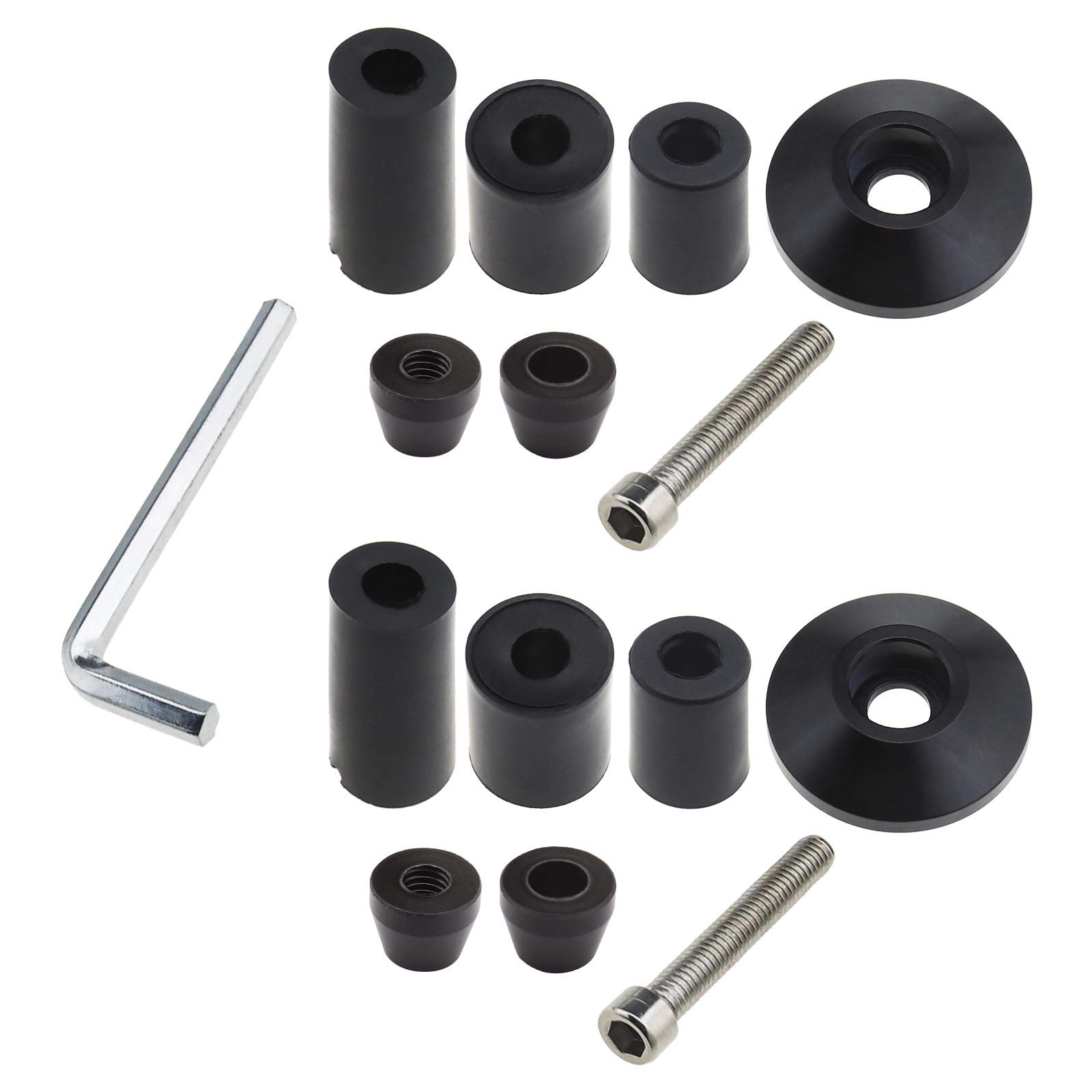 OTOTEC Pair of 22mm Motorcycle Handlebar End Plug Covers Kit with Bolts Expansion Tubes Hex Wrench Black Universal For 7/8Inch Bars Motorbike