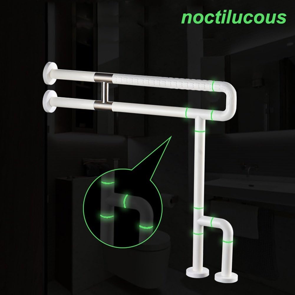 JCWANGDEFU Toilet Grab Bars Safety Handrails Handicap for Elderly Bathroom Hand Grips Handle Assist Frame Railings Rail Support Shower Bathtub, 28-Inch, Stainless Steel, Anti-Slip Nylon, White: Home & Kitchen