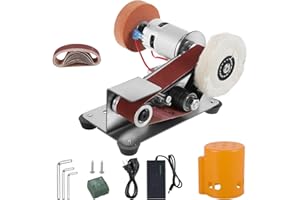 SAVILDO Mini Belt Sander Electric Bench Grinder Sanding Machine 7 Adjustable Speed Grinder Polisher 15 Degree Knife Knife Sharpener for DIY Woodworking,Metal Working,Knife Making,jewelry Making