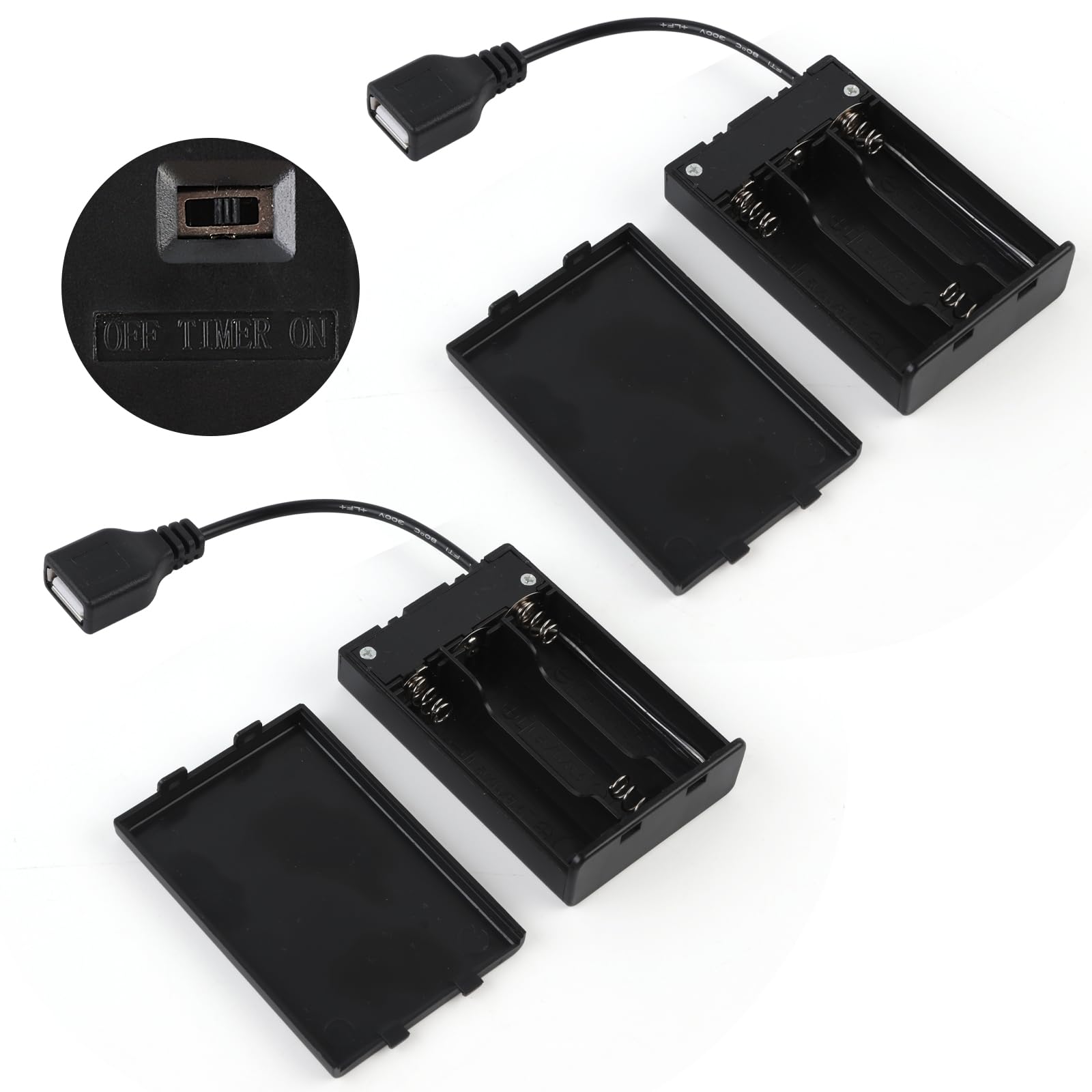 Photo 1 of (2 PCS) Portable USB Battery Pack with Timer for 5V LED & Neon Signs – Battery Operated USB Power Supply, Converts Plug-In LED Lights to Battery Powered Use, Battery Pack for Indoor & Outdoor Display