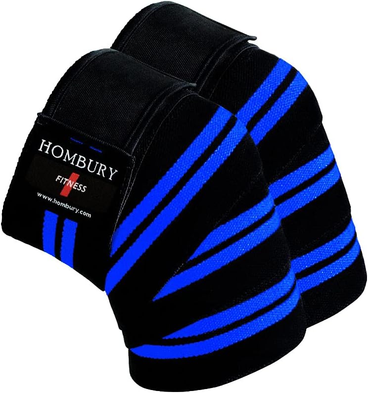 HOMBURY Knee Wraps with Compression & Elastic Support, Adjustable, 72” Long, 3" Wide (Blue, 72"): Sports & Outdoors