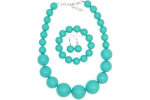 iSPECIAL Chunky Faux Pearl Necklace for Women Large Big Pearl Choker Necklace and Earrings 1920s Costume Pearl Jewelry Set