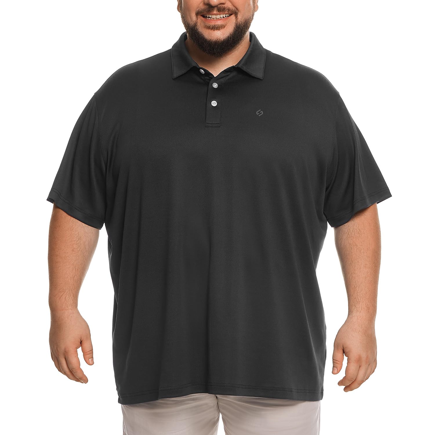 Photo 1 of Big and Tall Mens Polo Shirt Moisture Wicking Sport Golf Shirts Black 5XL