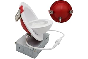 CSACCT LIGHT 1 Pack 4 Inch Fire Rated LED Gimbal Recessed LED Pot Lights, 2 Hour Fire Rating, 360° Adjustable, 5CCT Selectabl